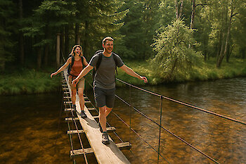 Feriendorf im Bayerischen Wald Hängebrücke